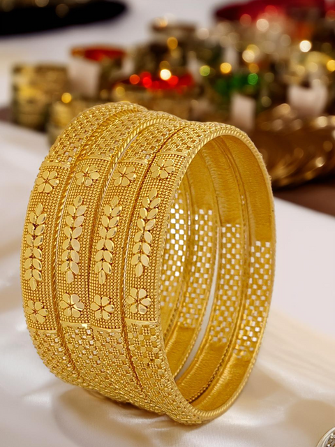 Jewels Kafe One Gram Gold Plated Bangle Set of 4 Jewels Kafe