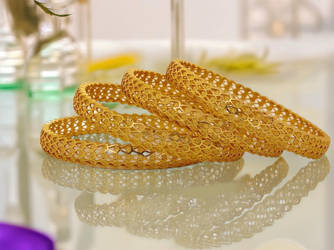 Jewels Kafe One Gram Gold Plated Bangle Set of 4 Jewels Kafe