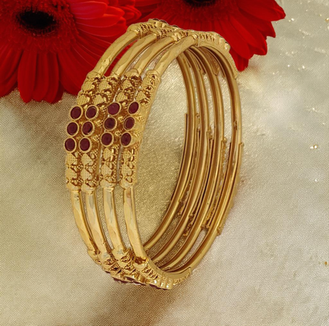 Jewels Kafe Gold Plated Bangle Set of 4 Jewels Kafe